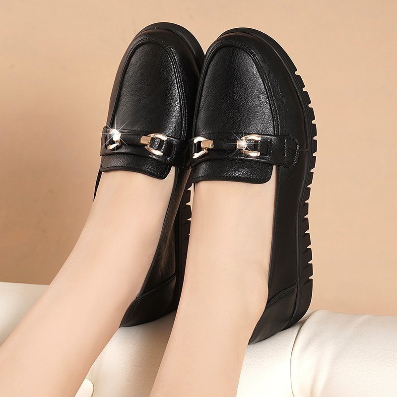 Women's Soft Soled Comfortable Flat Working Leather Shoes Women DealSniper.net
