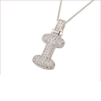 Clavicle Chain Copper Micro Inlaid Zircon 26 Letter Pendant Jewelry dealsniper-net I Silver