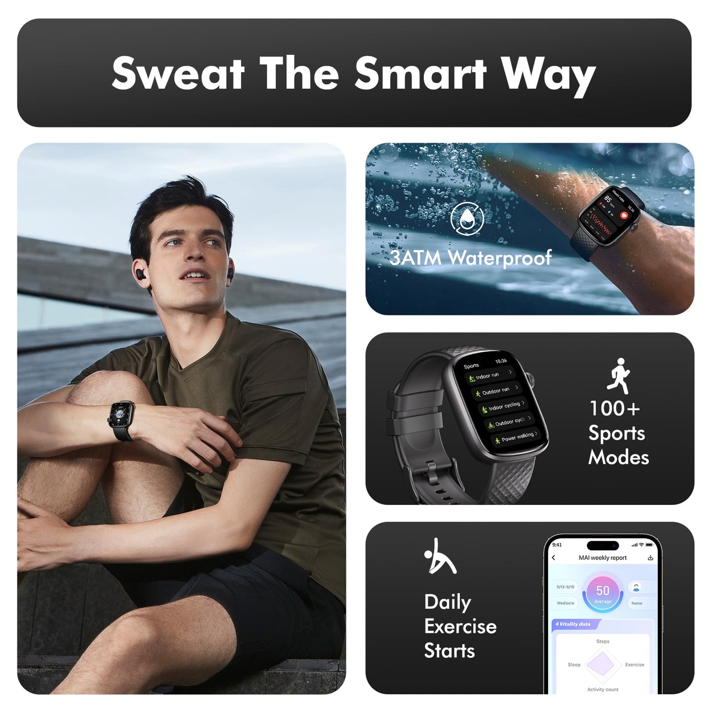 Smart Watch Bluetooth Call &1.95 HD Screen -Heart Rate Jewelry Gym From House