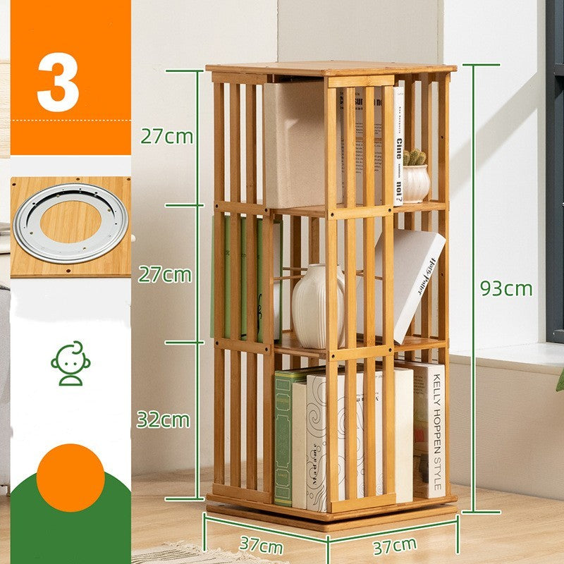 Wooden Horse Person Rotating Bookshelf Floor Lockers Simple House dealsniper-net Primary color Three layers