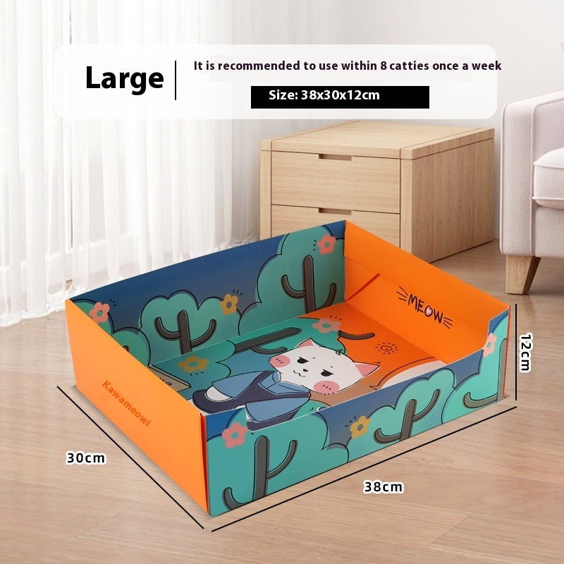 Portable Folding Semi-open Thickened Disposable Litter Box Pets Gym From House Litter Box Large A01 1 Pack