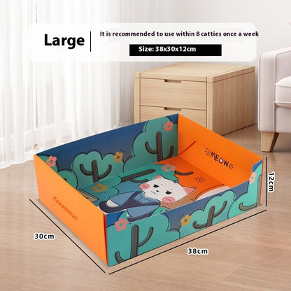 Portable Folding Semi-open Thickened Disposable Litter Box Pets Gym From House Litter Box Large A01 1 Pack