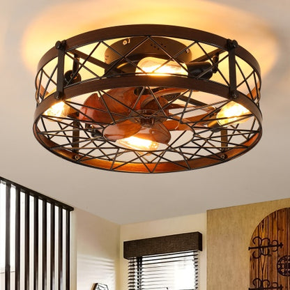 Cage Ceiling Fan With Light Black Recessed Ceiling Fan Light