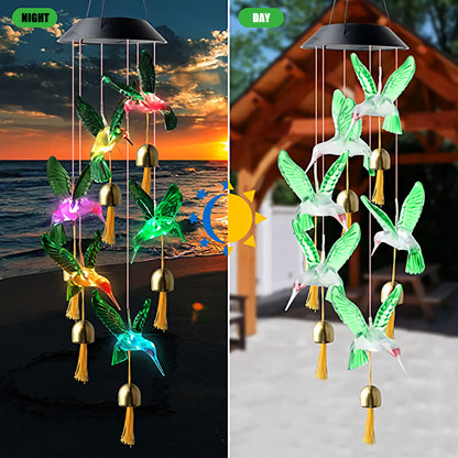 Color Changing Solar Power Wind Chime Crystal Ball Hummingbird Deals dealsniper-net