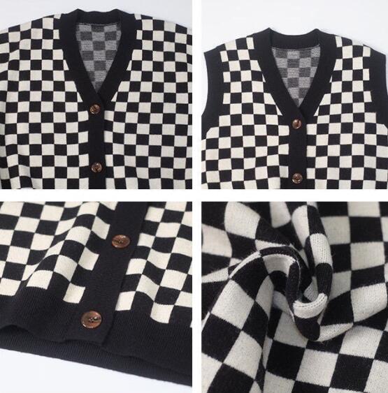 Fashion Women's Simple Checkerboard Sweater Vest Women dealsniper-net