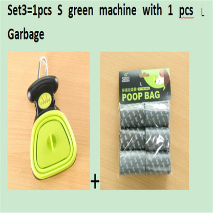 Dog Pet Travel Foldable Pooper Scooper With 1 Roll Pets Gym From House Set 3 GreenSXL