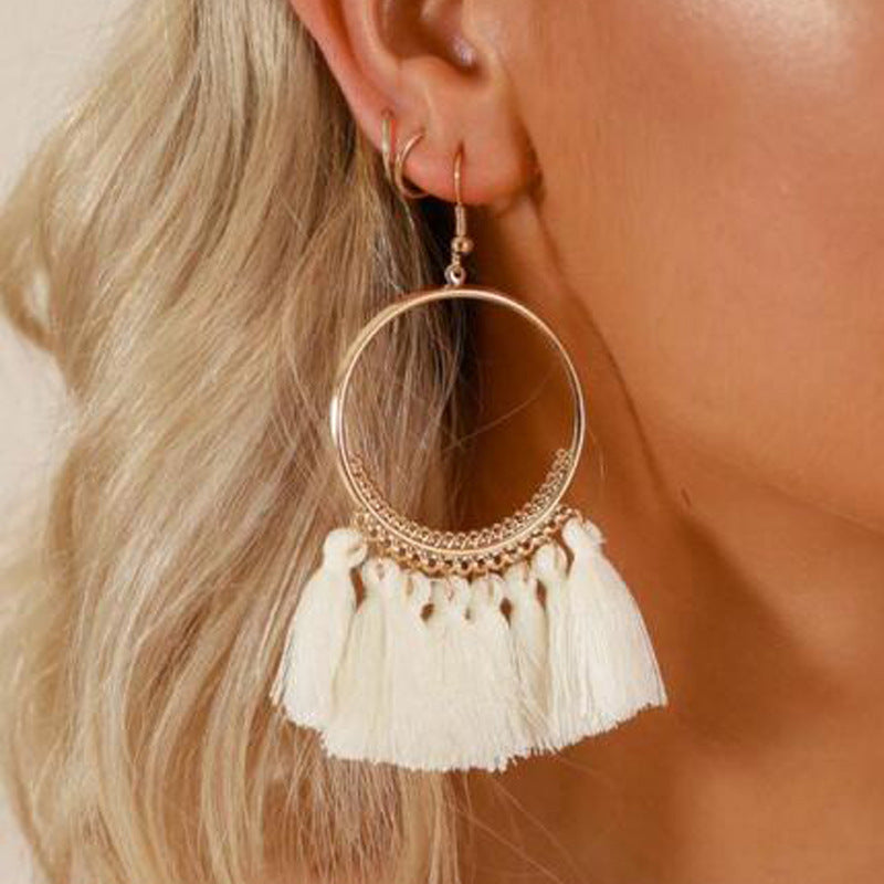 Big Round Drop Dangle Earrings Jewelry dealsniper-net White