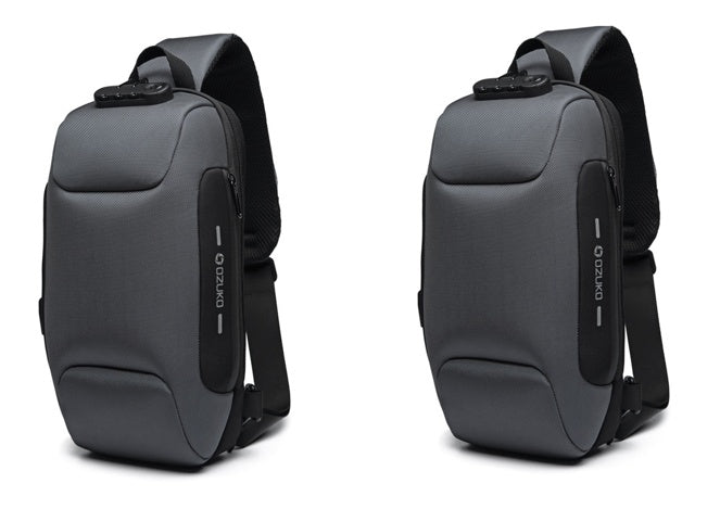 Multifunctional Shoulder Bag Anti-Theft Waterproof Chest Bag USB Men DealSniper.net Gray2pcs