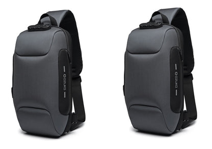 Multifunctional Shoulder Bag Anti-Theft Waterproof Chest Bag USB Men DealSniper.net Gray2pcs