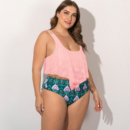 Women's Split Plus Size Bikini Women dealsniper-net Pink 3XL