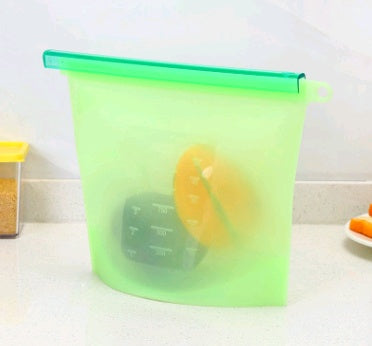 Silicone fresh-keeping bag vacuum sealed bag food Kitchen dealsniper-net Green 1500ml