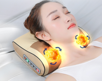Electric Cervical Massage Pillow Health dealsniper-net 6 Button Beige EU