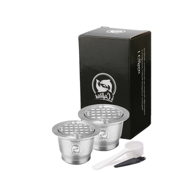 Stainless Steel Reusable Nespresso Refillable Coffee Capsule Pod Filter Kitchen DealSniper.net 2Square hole