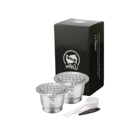 Stainless Steel Reusable Nespresso Refillable Coffee Capsule Pod Filter Kitchen DealSniper.net 2Square hole