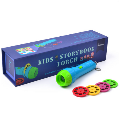 Cartoon Storybook Cards LED Projection Flashlight Interactive Toy Kids Gift