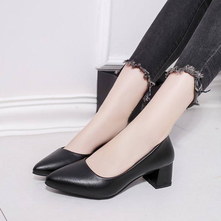 High heels casual triangular buckle shoes Women DealSniper.net