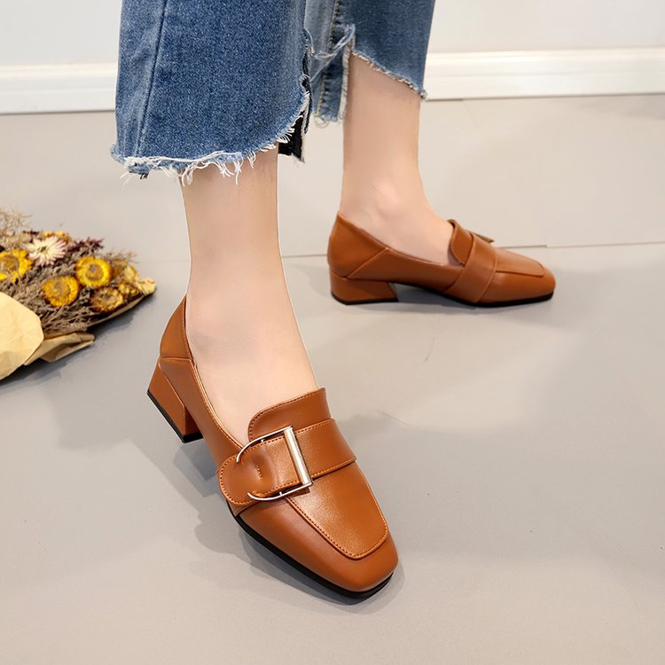 Spring flats single-toe shoes women loafer shoes students Women DealSniper.net Brown 34