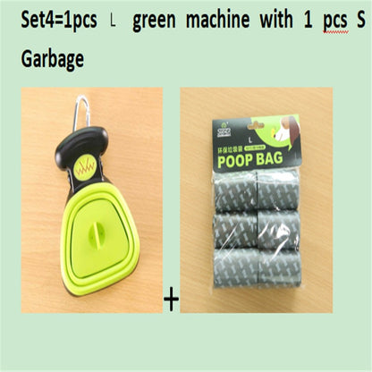 Dog Pet Travel Foldable Pooper Scooper With 1 Roll Pets Gym From House Set 4 GreenLXS