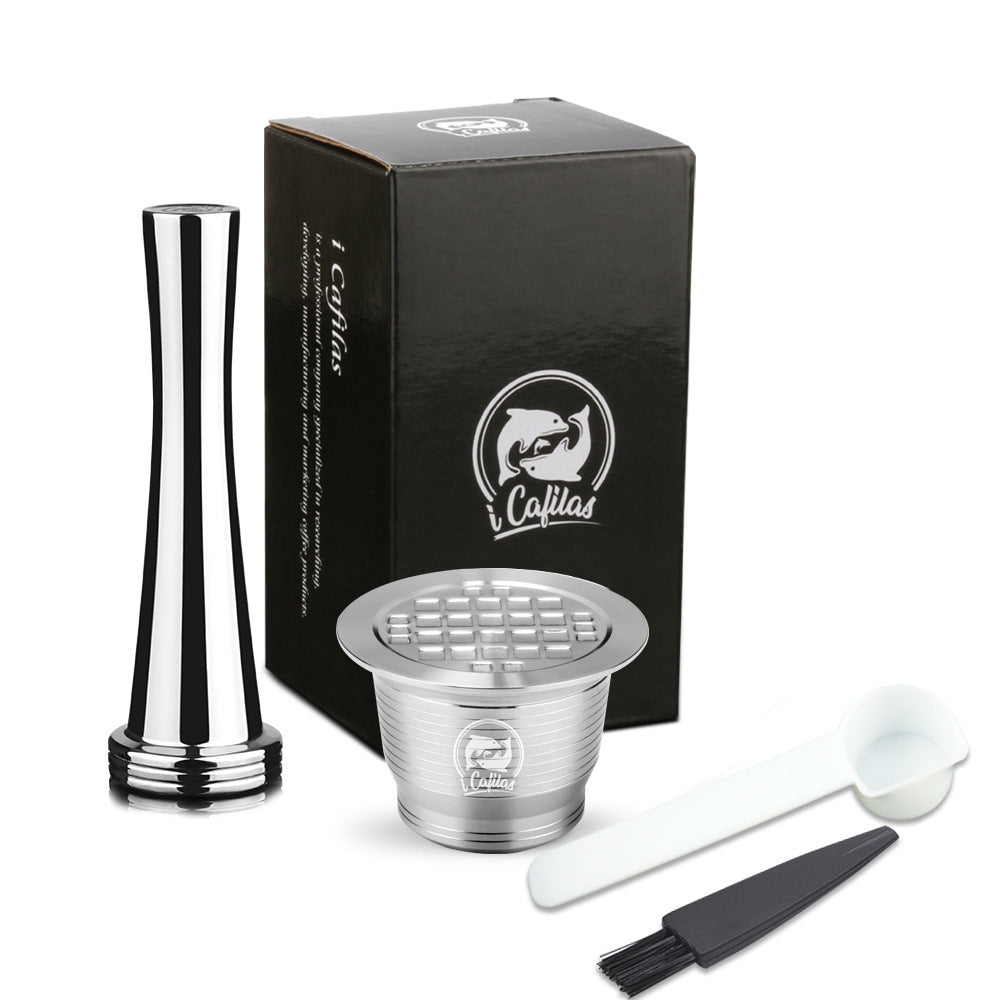 Stainless Steel Reusable Nespresso Refillable Coffee Capsule Pod Filter Kitchen DealSniper.net Square and powder hammer