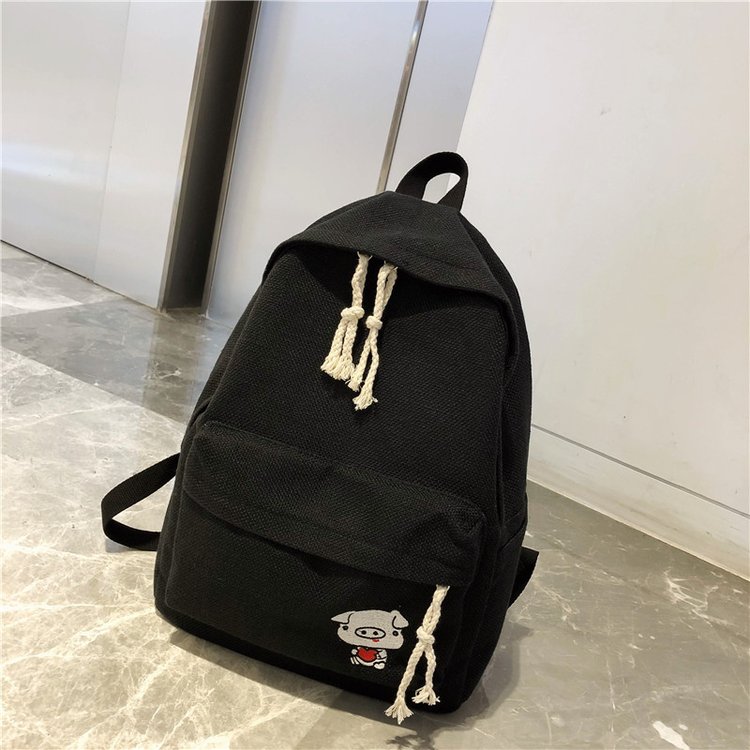 New Fashion Joker Simple Solid Color Backpack Women Gym From House black