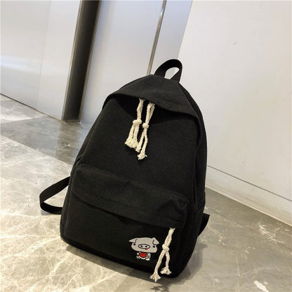 New Fashion Joker Simple Solid Color Backpack Women Gym From House black