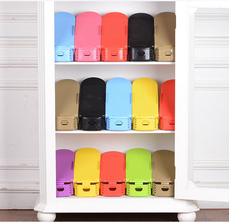 Adjustable Double Stand Shoe Support Lock Closet Cabinet Storage Rack House DealSniper.net
