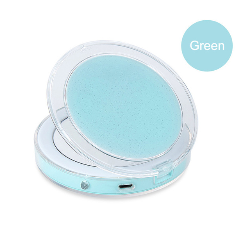 LED Lighted Mini Makeup Mirror 3X Magnifying Compact Travel dealsniper-net Lime green 85×85×17.2