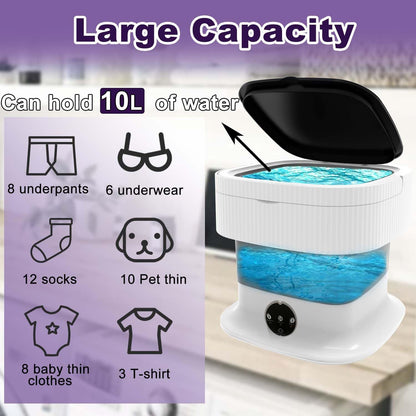 Portable Washing Machine 10L  Foldable Washer