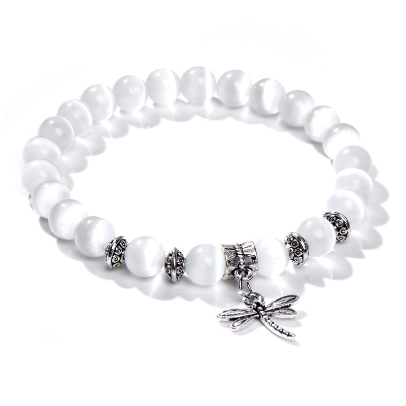 Lover White Beads Bracelet:tm: Jewelry dealsniper-net Dragonfly 17cm