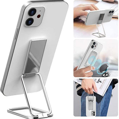 Foldable Mobile Phone Holder Ring Buckle Retractable Desktop CellPhone Stand Car Magnetic Bracket Office Accessories Phones dealsniper-net A Silver Bagged