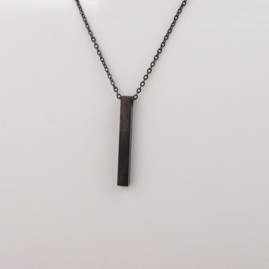 3D Engraved Bar Necklace Jewelry dealsniper-net Black 1side