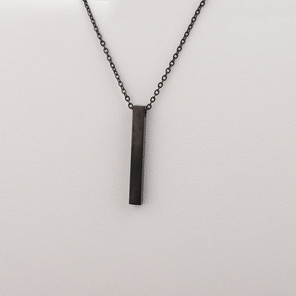 3D Engraved Bar Necklace Jewelry dealsniper-net Black 1side