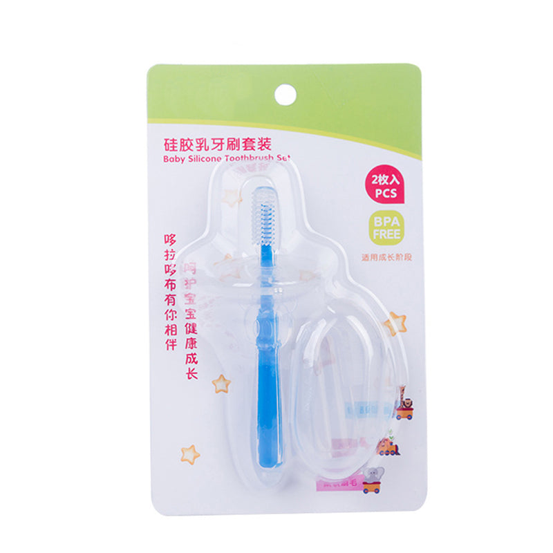 Silicone Baby Toothbrush Kids Teether Training Tool Clear Massager Kids dealsniper-net Blue