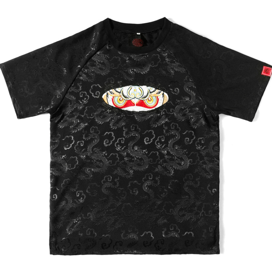 Embroidered Sun Wukong Retro Dragon T-Shirt Men DealSniper.net