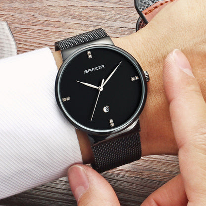 Men's watch mesh belt waterproof quartz watch Men DealSniper.net