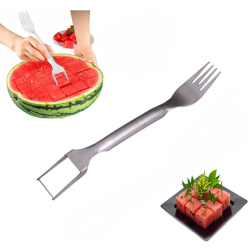 2 In 1 Watermelon Fork Slicer Multi-purpose Stainless Steel Kitchen DealSniper.net