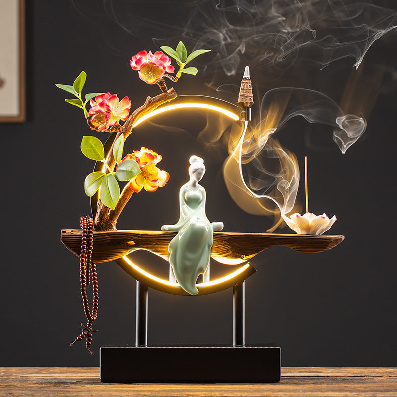 Waterfall Backflow Incense Burner Ladies Incense Stick Holder Home Decor dealsniper-net 3style USB