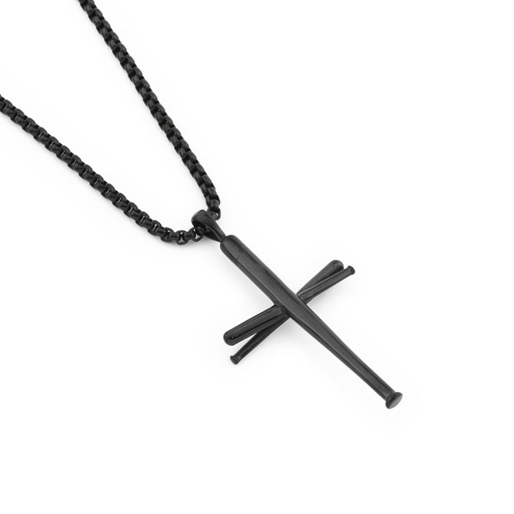 Baseball bat cross hip hop necklace Jewelry dealsniper-net Black