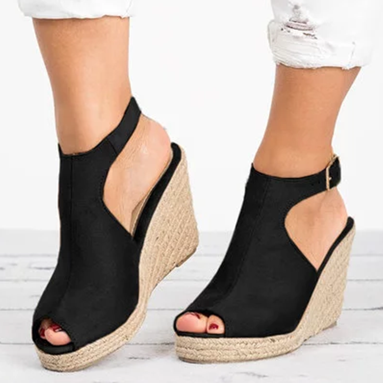 Fashion Women Platform Sandals Peep Toe Spartan Sandals Women Summer Wedges High Heel Shoes Women dealsniper-net Black 35