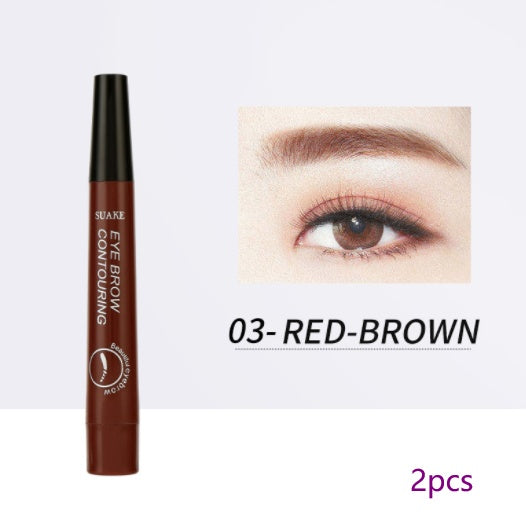 Four-Headed Bifurcated Eyebrow Pencil Lasts Beauty dealsniper-net No. 3 reddish brown 2PCS