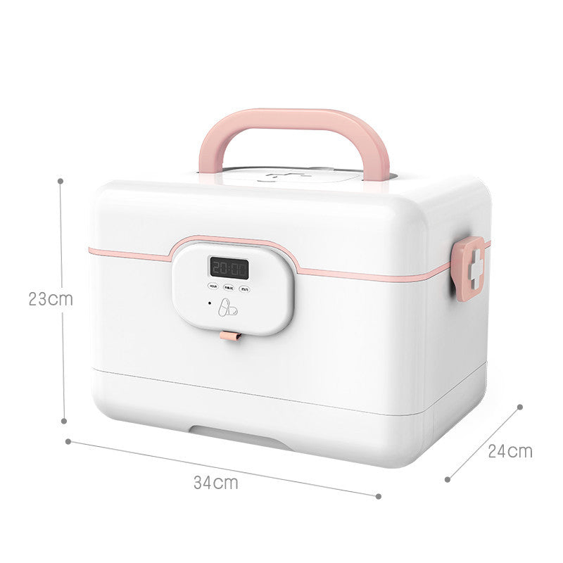 Smart Medicine Cabinet Storage Box with Alarm Clock House DealSniper.net Pink