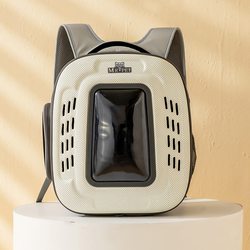 Pets Go Out Portable Breathable Backpack Pets DealSniper.net White Grey 41x34x30cm