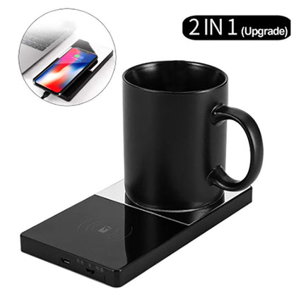 2 In 1 Heating Mug Cup Warmer Electric Wireless Charger Gadgets dealsniper-net