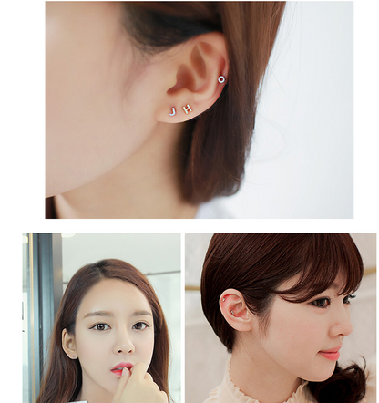 Korean Alphabet Stud Earrings Studded Zircon Simple Temperament Jewelry dealsniper-net