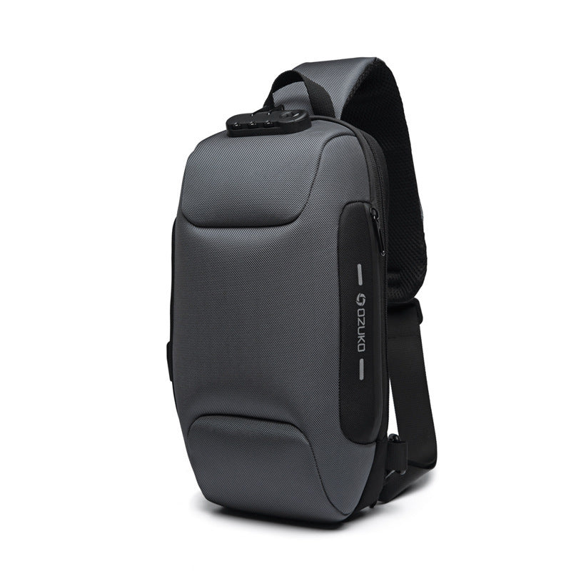 Multifunctional Shoulder Bag Anti-Theft Waterproof Chest Bag USB Men DealSniper.net Dark gray