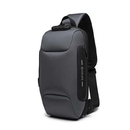 Multifunctional Shoulder Bag Anti-Theft Waterproof Chest Bag USB Men DealSniper.net Dark gray