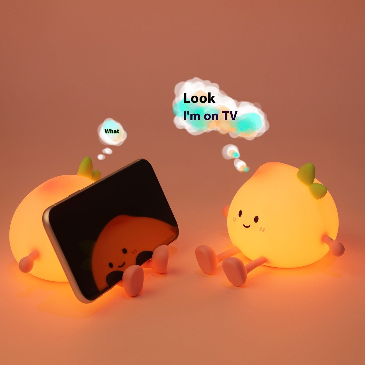 Small Fart Peach Small Night Lamp Rechargeable Eye Protection Home Decor Gym From House