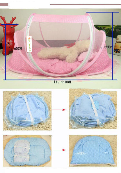 Foldable Baby Bed Net With Pillow Net 2pieces Set Kids DealSniper.net