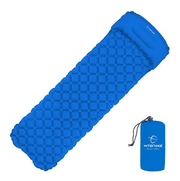 TPU Inflatable Cushion Outdoor Camping Tent Sleeping Pad With Pillows Travel Mat Folding Bed Outdoor dealsniper-net Blue