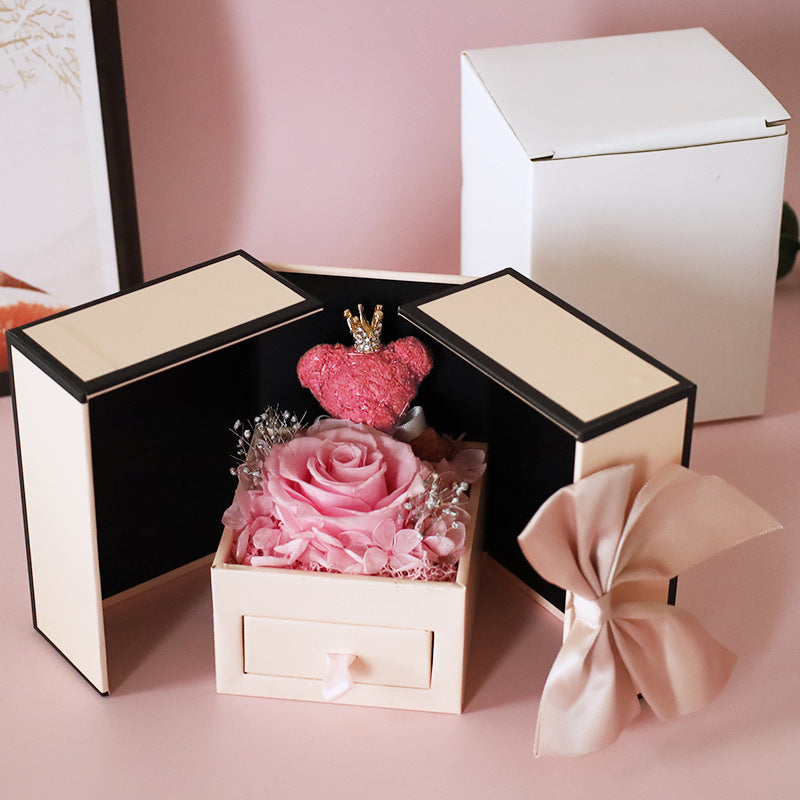 Mother's Day Gift Double Door Bear Rose Preserved Holidays DealSniper.net Pink